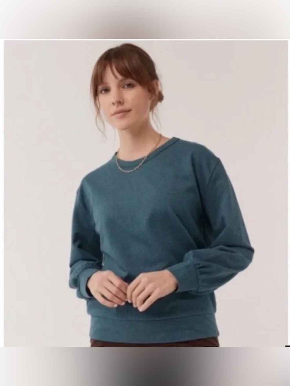 Pact Keyhole Cut Out Crew Neck Sweatshirt Organic Cotton size Medium Teal